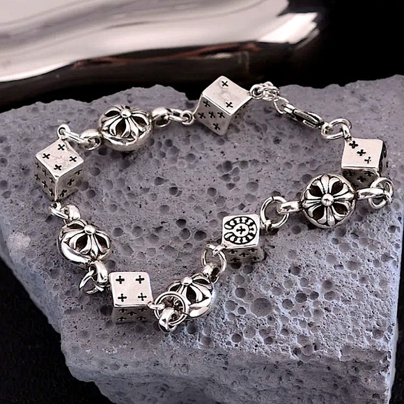 Stainless Steel Chain Link Bracelet, Mantra, Curb Hand Woven Engraved - Picture 2 of 8